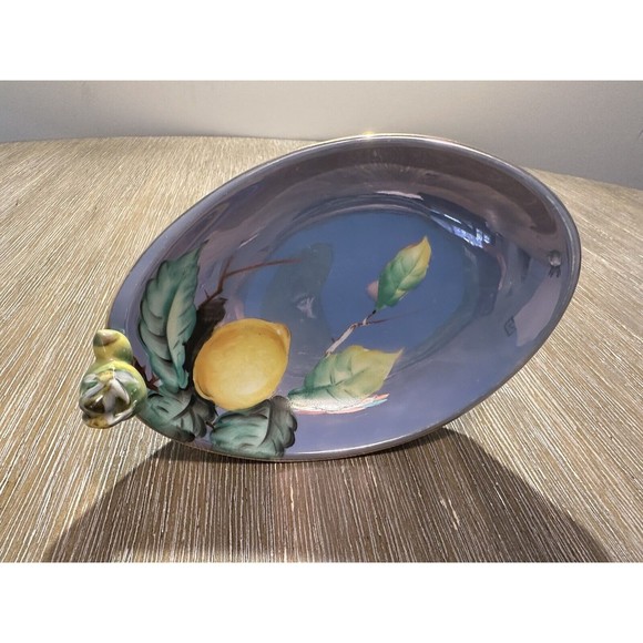 Rare Hand Painted Noritake Lusterware Lemon Design Art Nouveau Dish - Picture 10 of 12
